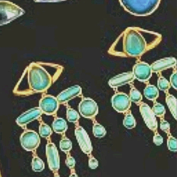 Schiaparelli Green Cabushon eye earrings - Picture 3 of 12